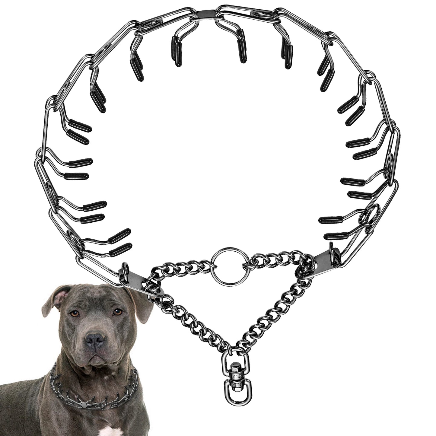 Adjustable Pinch Collar for Dogs,Gold Dog Training Collar Prong Collar with Quick Release Buckle for Small Medium Large Dogs