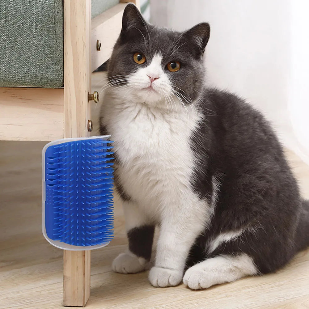 Pet Cat Brush Massage Device Hair Removal Comb Cat Toy Plastic Scratch Bristles Arch Massager Self Grooming Cat Corner Scratcher
