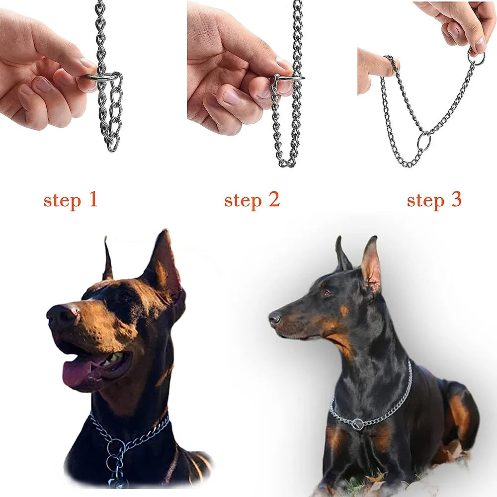 Dog Choke Collar Chew-proof Metal Dog Slip Chain Pinch Collars for Small Medium Large Dogs Training Obedience Pet Chain Collar