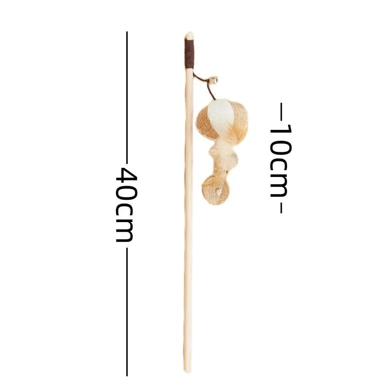 Cat Toy Cat Teaser Sticks Wooden Pole Tease Cat Stick Mouse Bell Tease Cat Stick Cat Self Hi Interactive Cat Toy