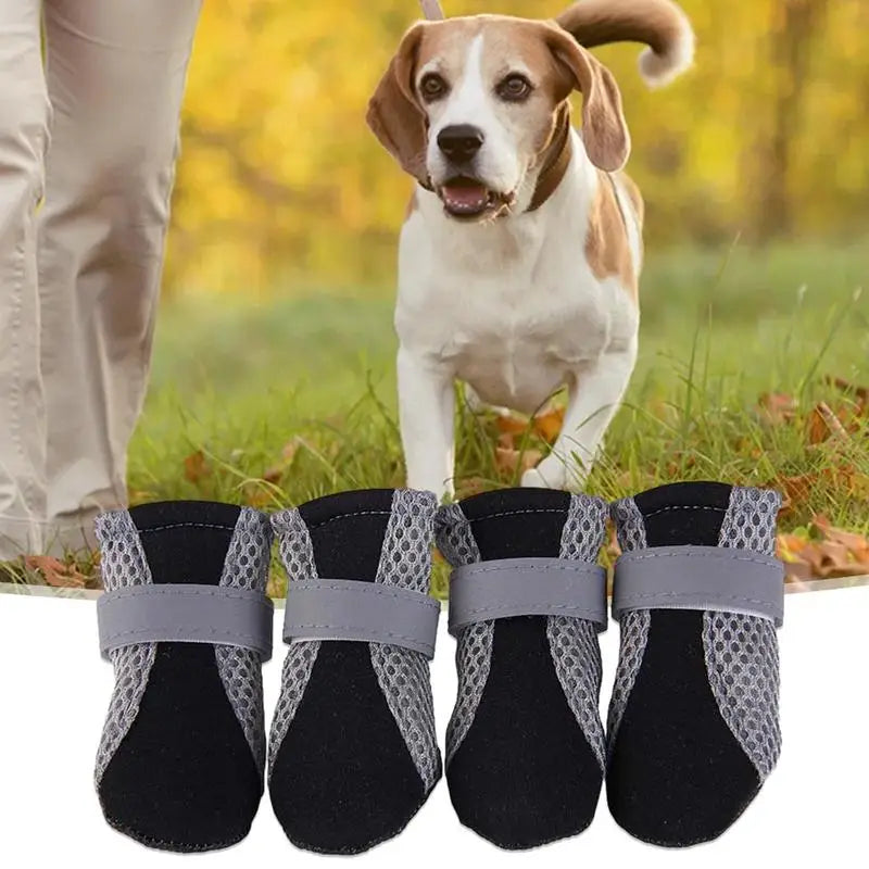 Small Dog Shoes Mesh Hiking Boots Paw Protector 4pcs Breathable Dog Shoes Adjustable Non Slip For Outdoor Running Walking Summer