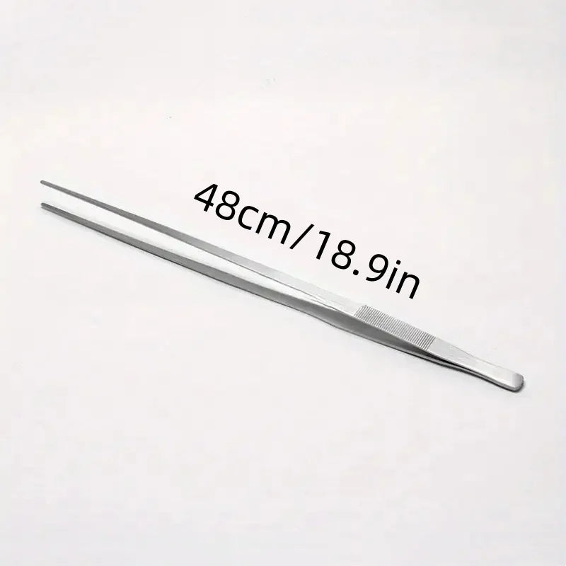 18.9in Stainless Steel Tweezers Fish Tank Aquatic Plants Aqaurium Tool Water Plant Curved Pliers Birds Reptile Feeding Tongs