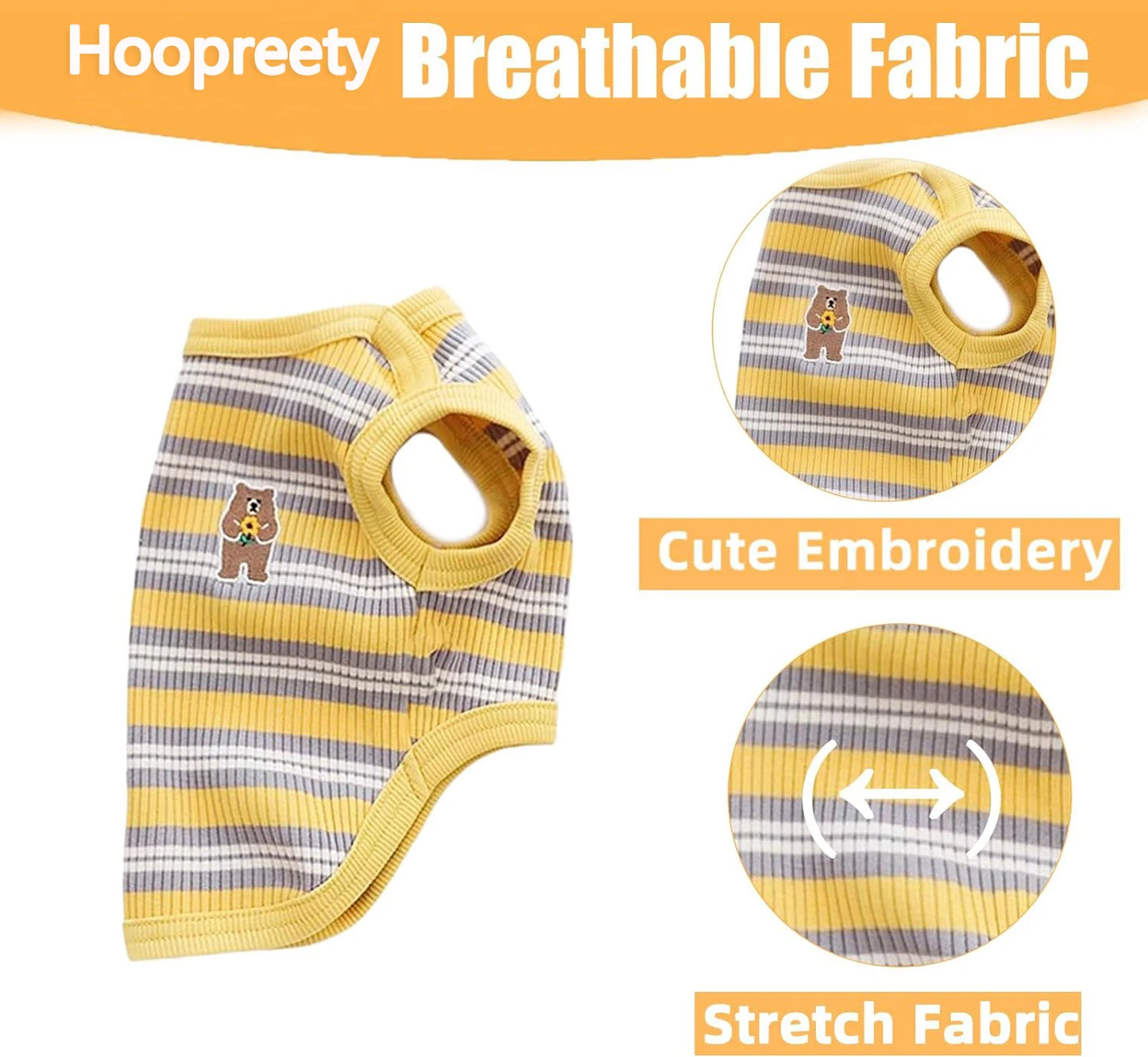 Dog Shirts Cotton Striped Puppy T-Shirts Spring Autumn Clothes for Small Dogs, Soft Breathable Stretchable Doggy Tee Pet Apparel