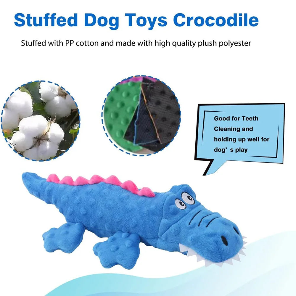 Cool Crocodile Dog Toys Durable Dog Chew Toy Dog Squeak Toy with Fun Crinkle Paper Plush Pet Toys Suitable for Small Medium Dogs