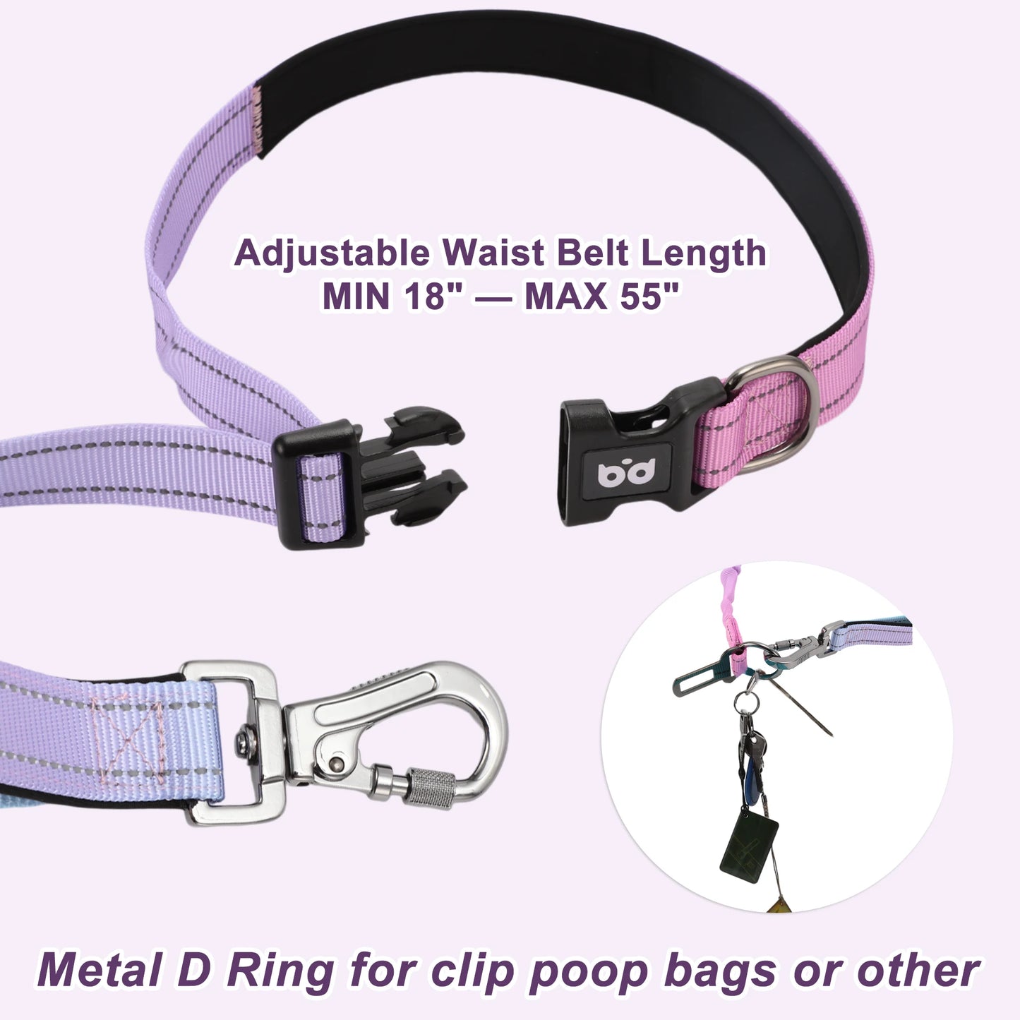 UXCELL Fashion Hands Free Dog Leash No Pull Bungee Dog Leash With Car Seatbelt for Dog Outdoor Walking Dog Leads