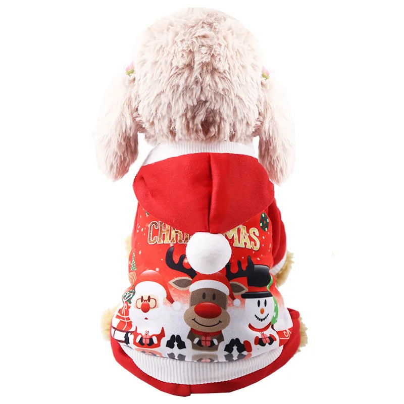 Dog Winter Warm Pet Clothes Christmas Clothes for Small Medium Dogs Elk Santa Claus Dog Coat Hoodies Christmas Dogs Costume