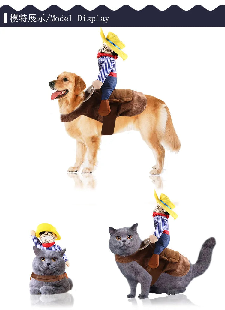 Pet Costume Dog Suit Cowboy Rider Style Dog Carrying Costume for Small Medium Large Dogs Halloween Clothes