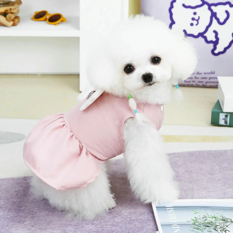 Angel Wings Girls Dog Dress Cat Sundress Puppy Skirt Cute Princess Dress Spring Summer Clothes for Small Dogs Yorkies Chihuahua