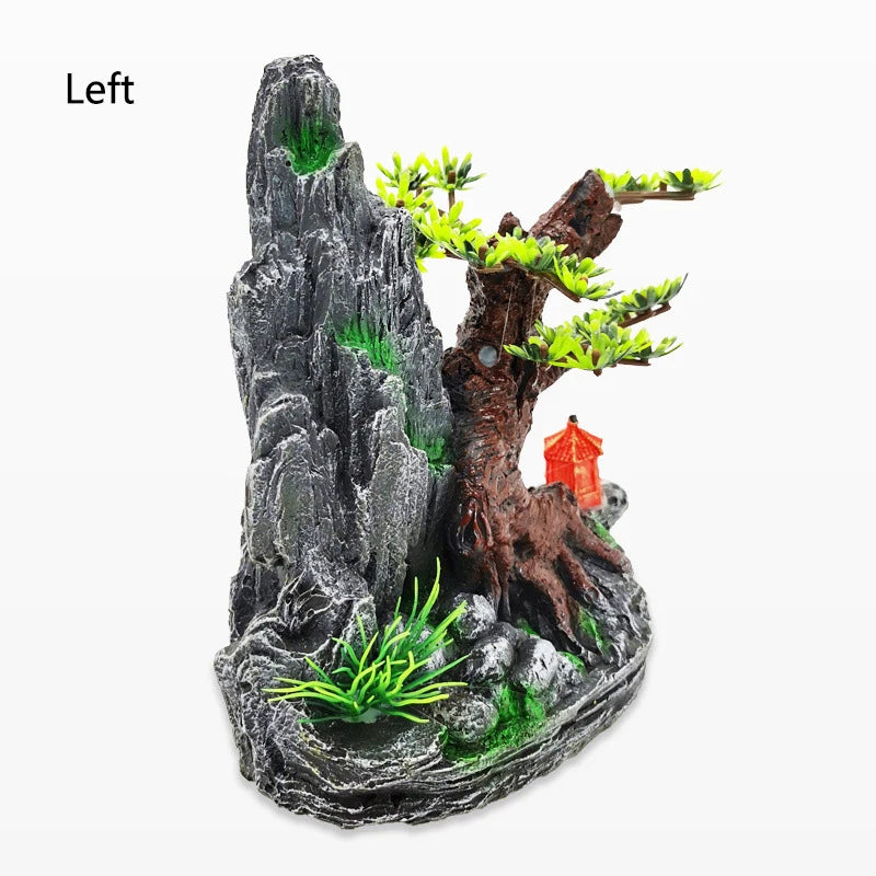 Resin Aquarium Rockery Mountain Decoration Artificial View Rock Cave Stone Tree Fish Tank Ornament Pet Supplies Home Decor New
