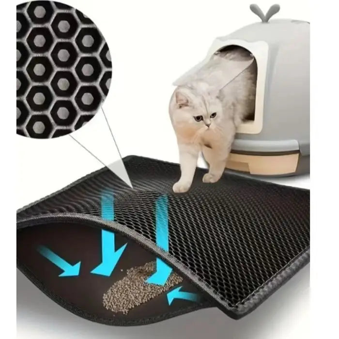 1pc, Cat Litter Mat, Cat Waterproof Litter Trapping Mat,Double Layer Filter Washable Non Slip Cat Mat For Cleaning, Pet Supplies