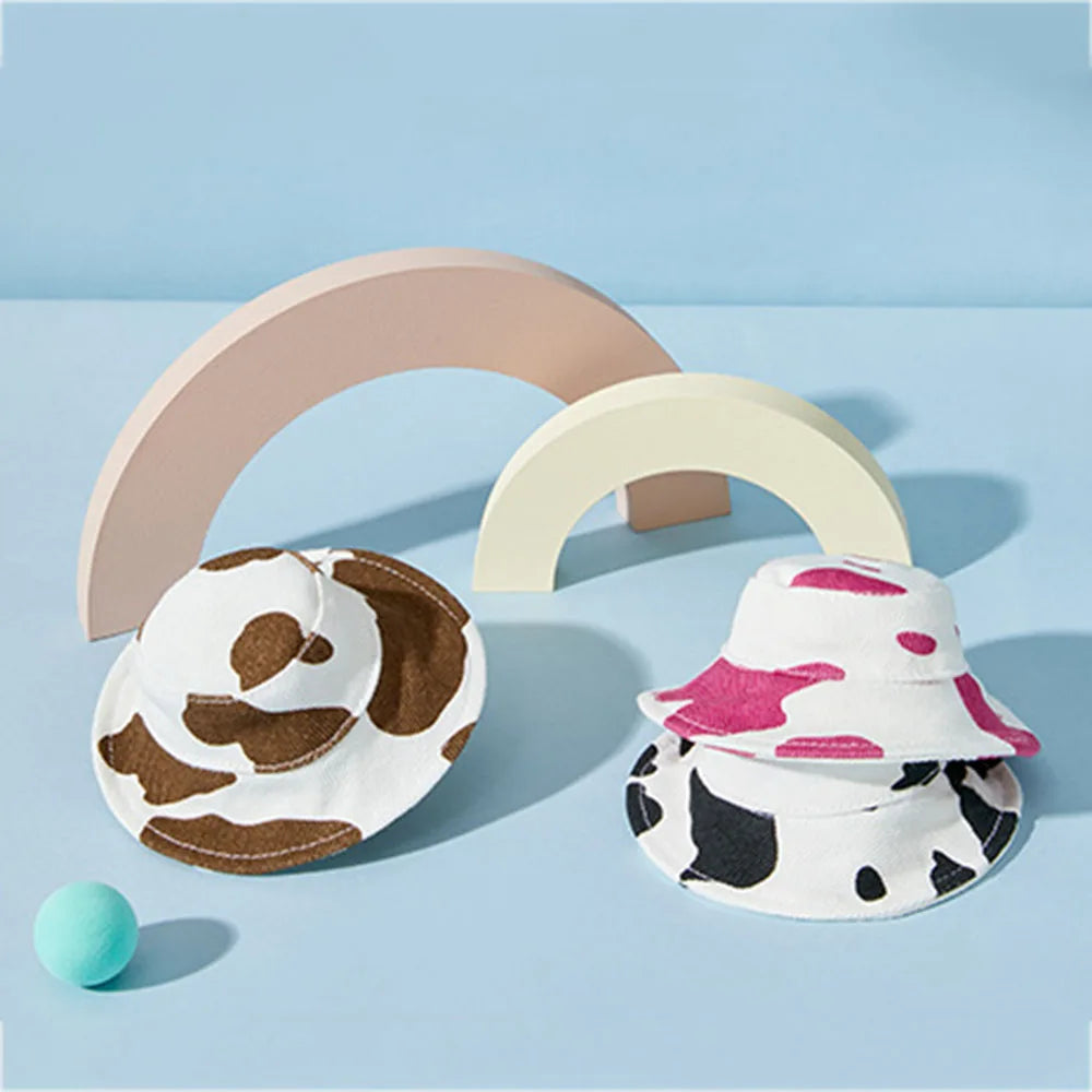 Cute Bucket Hat for Dogs Pet Outdoor Sunscreen Hat Summer Cap Puppy Dog Hat with Adjustable Belt for Small Medium and Large Dogs