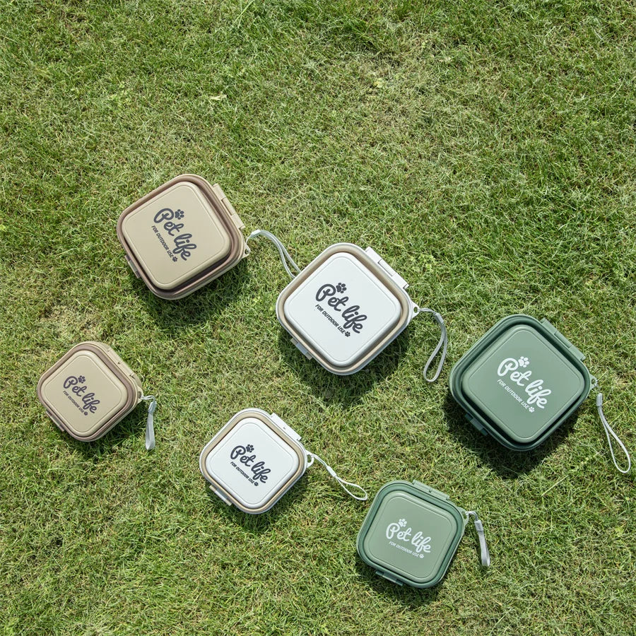 Thickened Folding Pet Bowls Outdoor Pet Double Bowls Tableware Travel Dog Feeder Bowls Pet Supplies Portable Dog Bowls