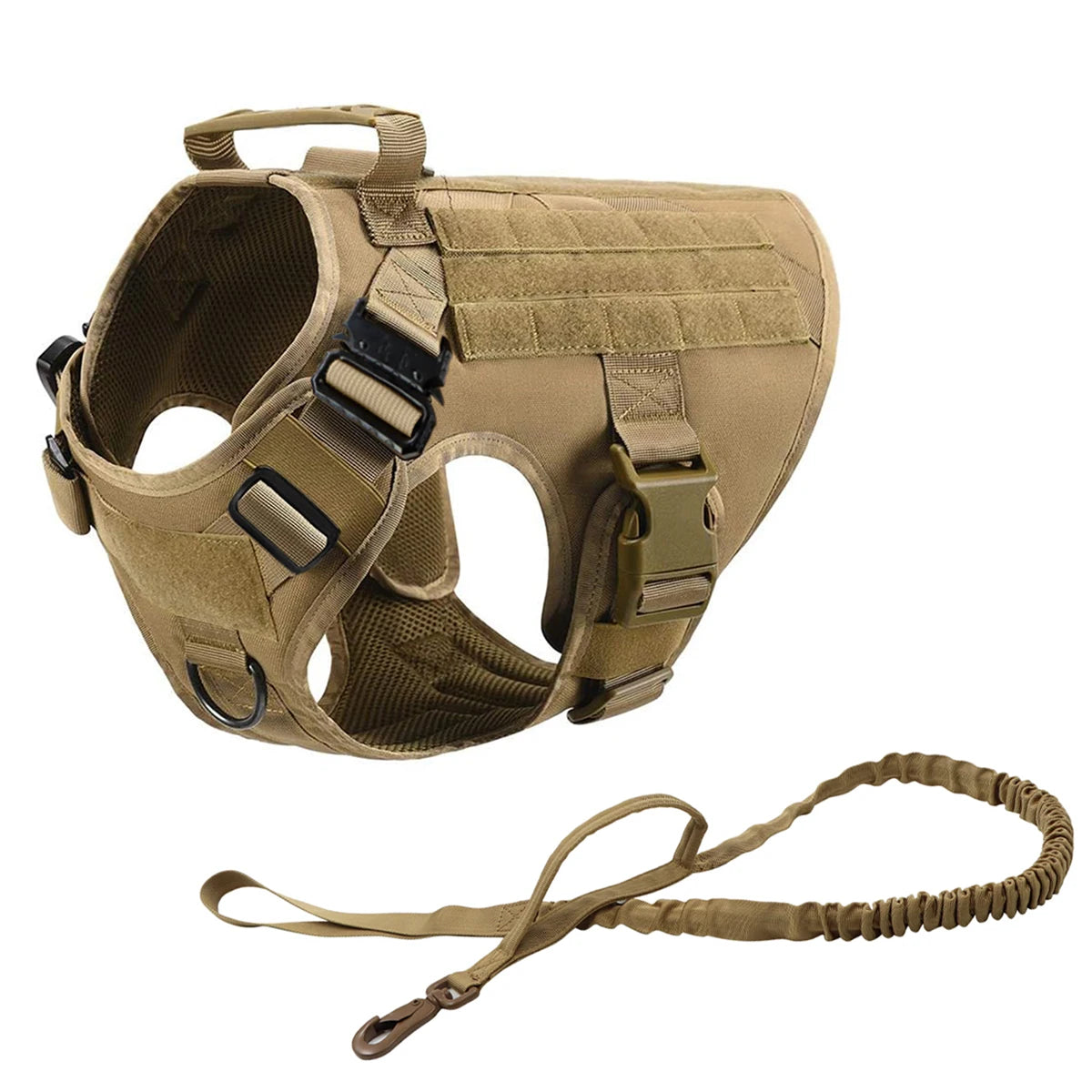 Tactical Training Large Dog Harness Collar Leash Molle Pouches Military Service Dog Vest Heavy Duty Dog Harness for Medium Dogs
