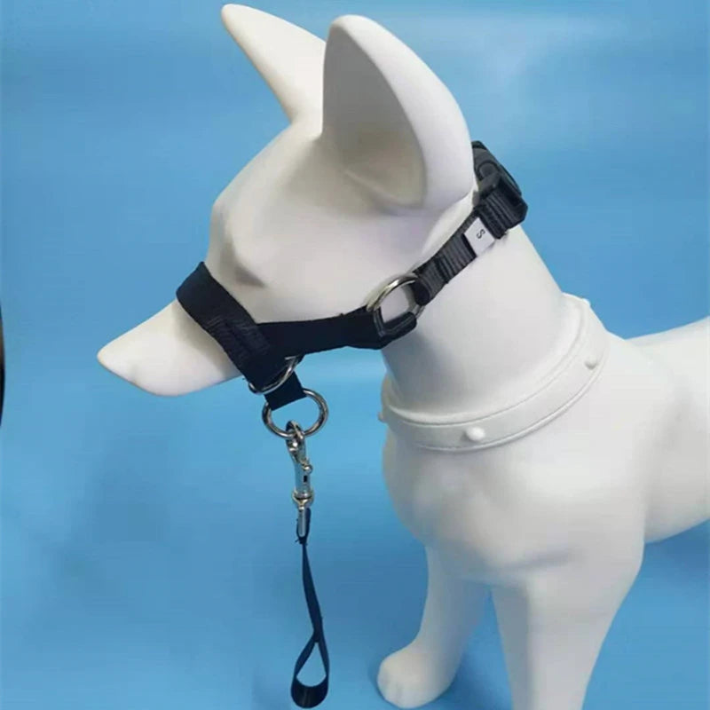 Nylon Dog Muzzle for Small Medium Large Dogs Adjustable Anti Barking Biting , Control Pet Leader Dog Head Collar Halter Leash