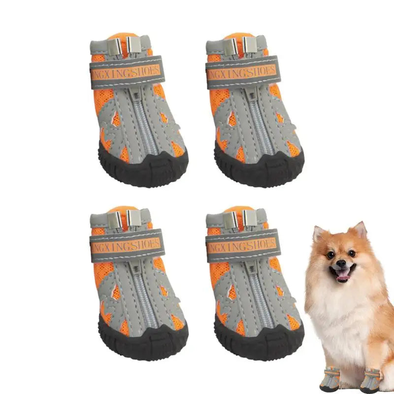 4PCS Dog Boots Dog Boots Paw Protector 5 Sizes Dog Boots With Rugged Rubber Sole Breathable Dog Boots Anti-slip For Summer