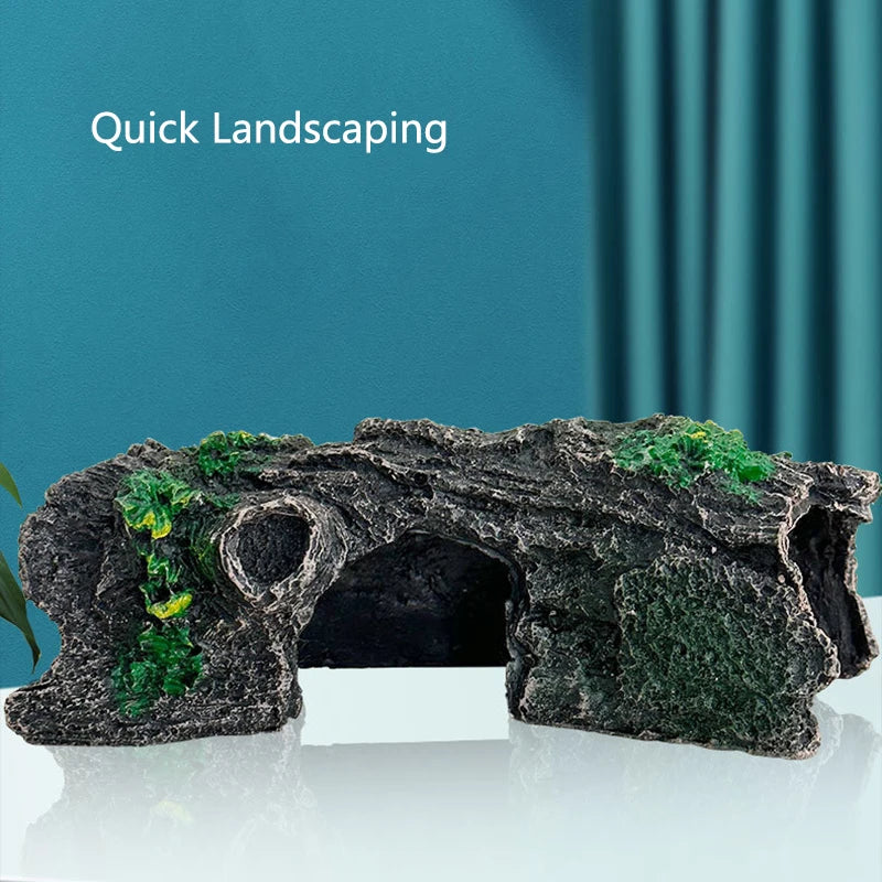Resin Aquarium Bark tree hole Decoration Artificial View Rock Cave Stone Tree Fish Tank Ornament Pet Supplies Home Decor