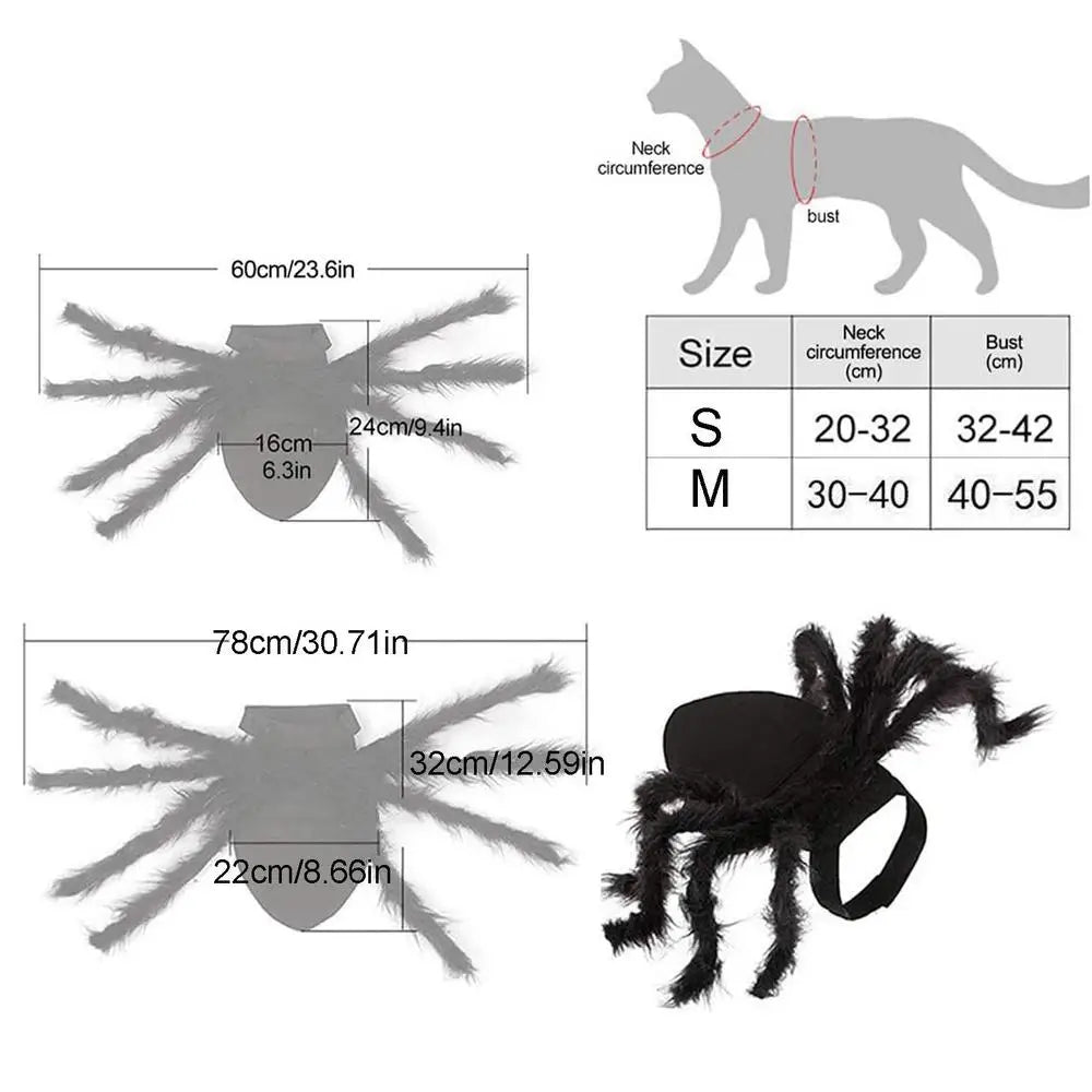 Spider Costume For Cats Fun Realistic Dogs Cats Cosplay Outfit Scary Halloween Dressing For Pet Supplies Festive Costume For