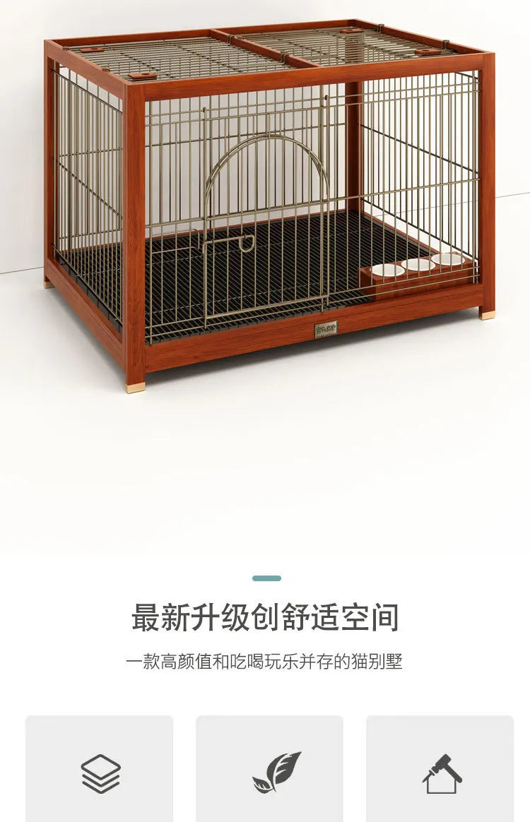Yitongju new solid wood dog cage indoor luxury dog villa large, medium and small Shiba Inu Corgi pet kennel cage