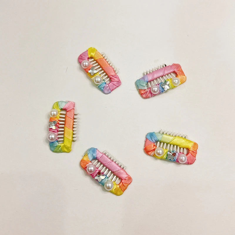 European Fashion Hair Accessories For Cats Rainbow Color Pearl York Dog Hairpins Long Hair Animal Comb Fancy Girl Pet Supplies