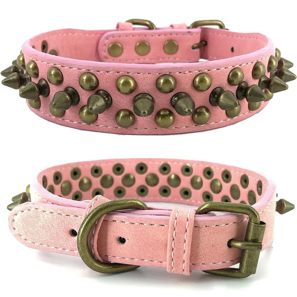 Spiked Dog Collar Mushroom Rivet PU Leather Dog Collars Adjustable Spike Studded Pet Collar for Pitbull Mastiff Husky Rottweiler