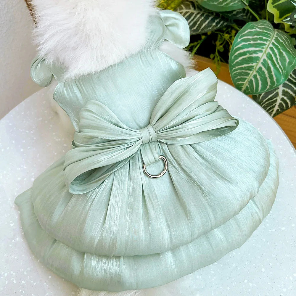 Summer Pet Dog Skirt Puppy Striped Butterfly Skirt Princess Baby Dog Wedding Midi Dress Cat Skirt Shih Tzu Dog Clothes for Party