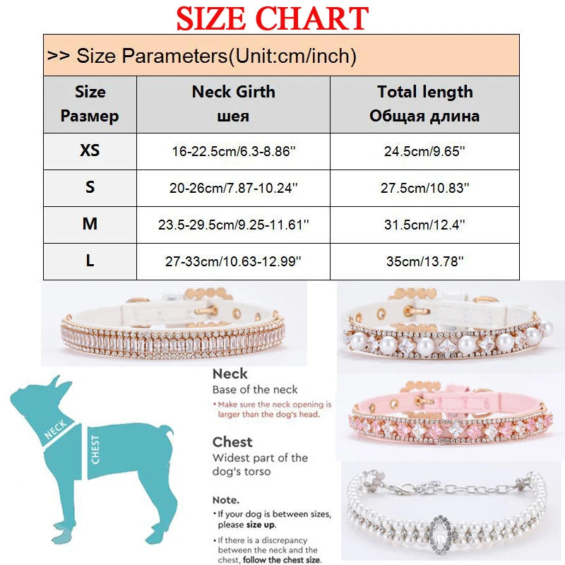 Luxury Rhinestone Puppy Collar for Small Dogs Cat Necklace Bling Crystal Jewelry Pet Accessorie Princess Diamond Wedding Collar