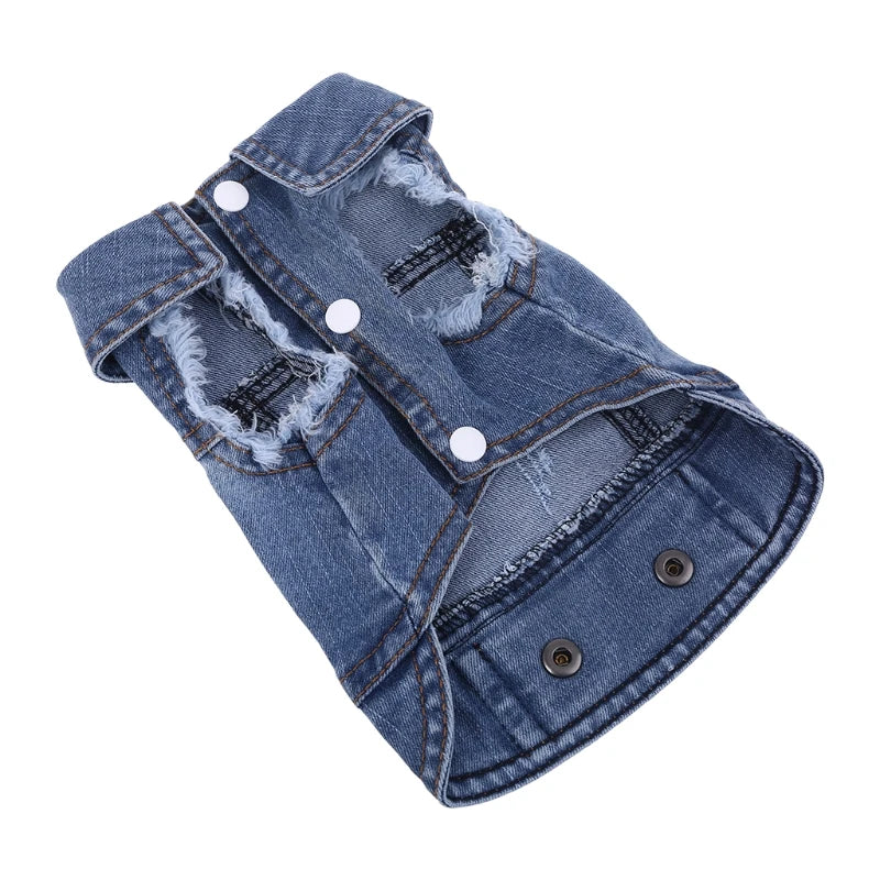 Dog Cat Clothes Jeans Jacket for Small Medium Dogs Beagle Yorkie Chihuahua Dark Wash Denim Coat Spring Autumn Pet Apparel