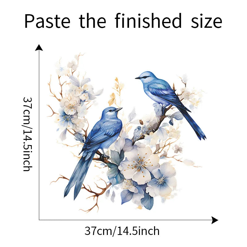 1PCS Painted Branches Flower Birds Bedroom Living Room Porch Home Background Decoration Beautify Wall Paste Self-adhesive