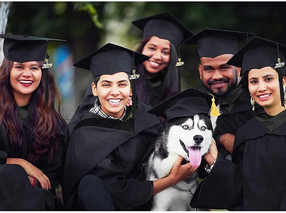 Pet Caps Dog Graduation Hats with Yellow Tassel Costumes for Dogs Cats Doctor Hat Holiday Party Apparel Dog Accessories Outfits