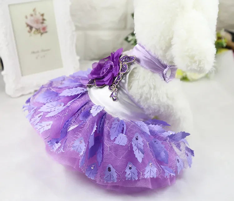 10PCS Pets Accessaries Dogs Cats Princess Flower Lace Dress For Pet Wedding Party Spring Summer small Teddy girl ropa para perro