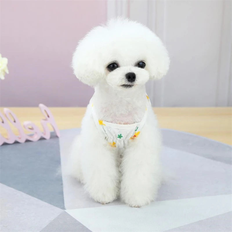 Cartoon Floral Summer Dress for Dogs Chihuahua Puppy Vest One Piece Pet Supplies Spring Female Sphinx Cat Luxury Dog Clothes