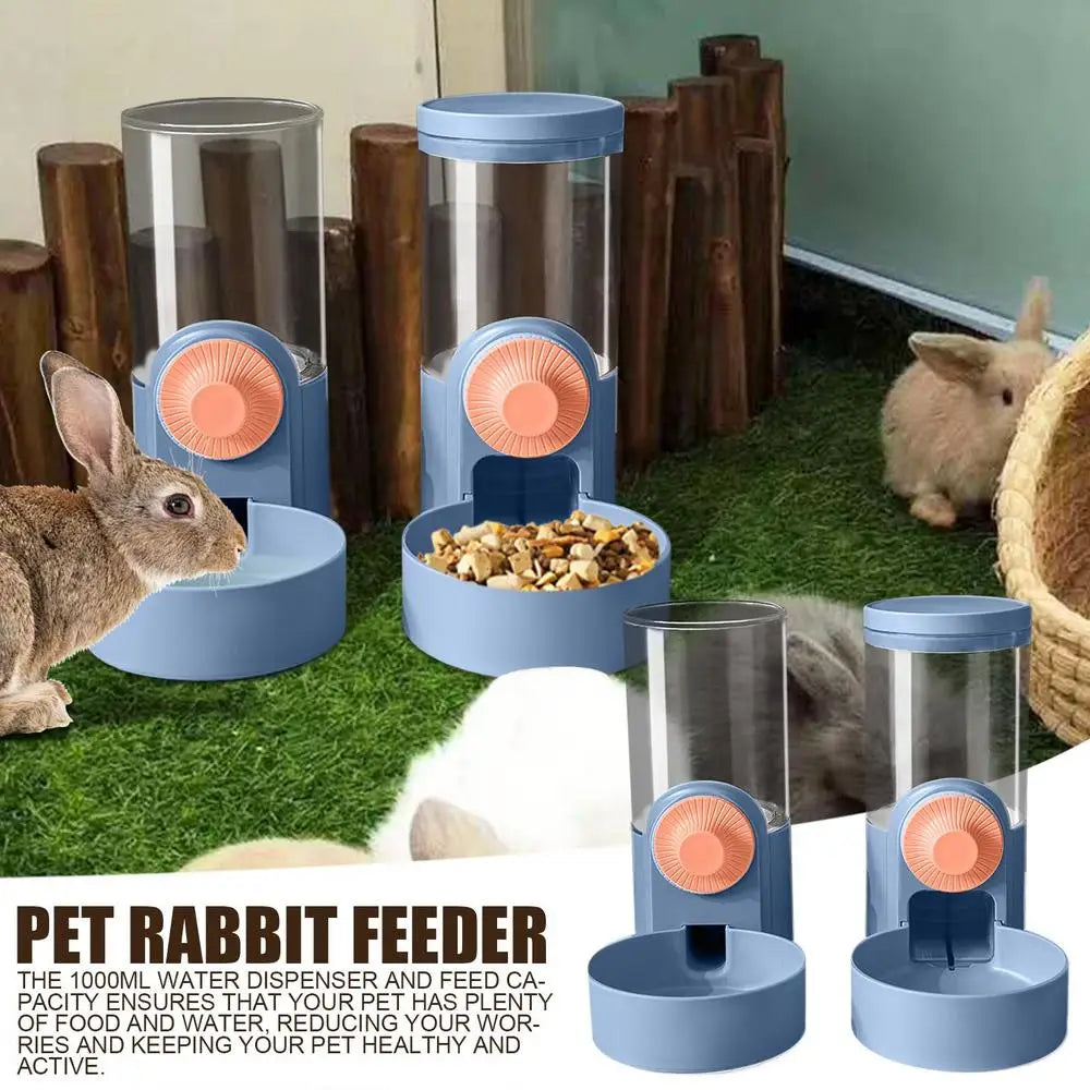 1000ml Pet Rabbit Feeder Automatic Pet Food Water Dispenser Large Capacity Bunny Feeder Pet Cage Food Water Bowl For Puppy Cat