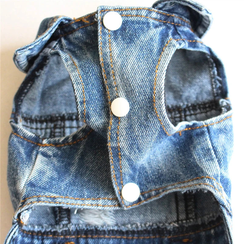 Dog Denim Jacket for Small Medium Dogs Spring Autumn Dog Clothes Classic Jeans Lapel Vest Chihuahua Yorkie Bulldog Pet Apparel