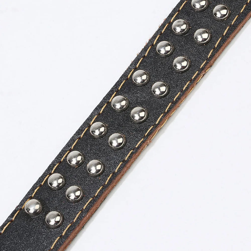 Unisex Studded Dog Collar Adjustable PU Leather Collars for Medium and Large Dogs Pet Necklace for Doberman Big Dogs Products