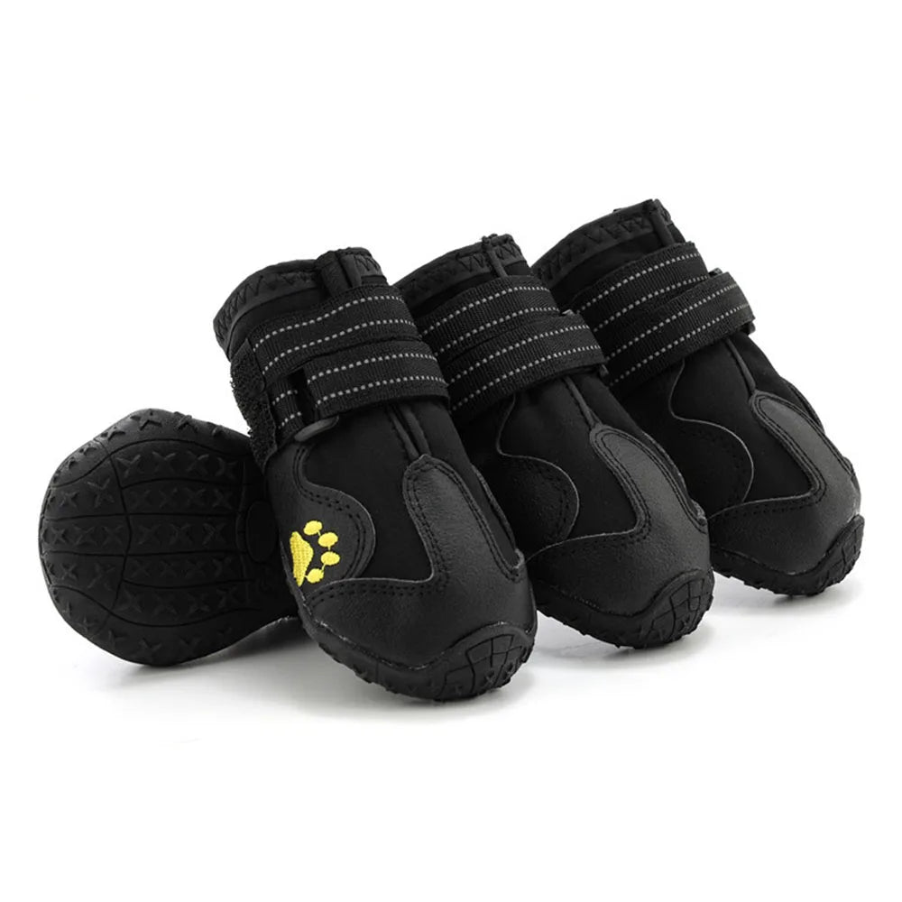 4pcs/set Pet Dog Shoes Reflective Waterproof Dog Boots Warm Snow Rain Pet Booties Anti-slip Socks Footwear For Medium Large Dogs