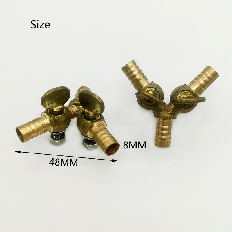 8MM Copper Air Splitter Valve Aquarium Fish Tank Air Pump Flow Splitter Distributor Pump Valve Tap LeverControl Switch Valve