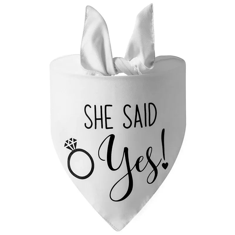 Dog Wedding Bandana Pet Triangle Bib White Scarf Neckerchief Engagement Announcemet She Said Yes My Humans are Getting Married