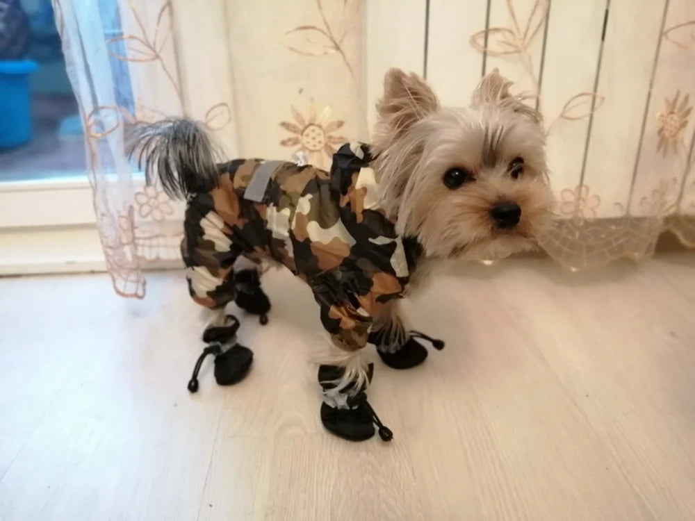 Dogs Raincoat Adjustable Puppy Dog Raincoat Waterproof 4 Legs Raincoat for Small Dogs Outdoor Pet Poncho with Reflective Strap
