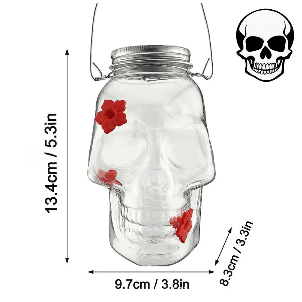 PET 14.8x11x9.5cm Skull Bird Feeder Halloween Garden Suspended Bird Feeder Three Water Dispenser Hummingbird Hole X2J5