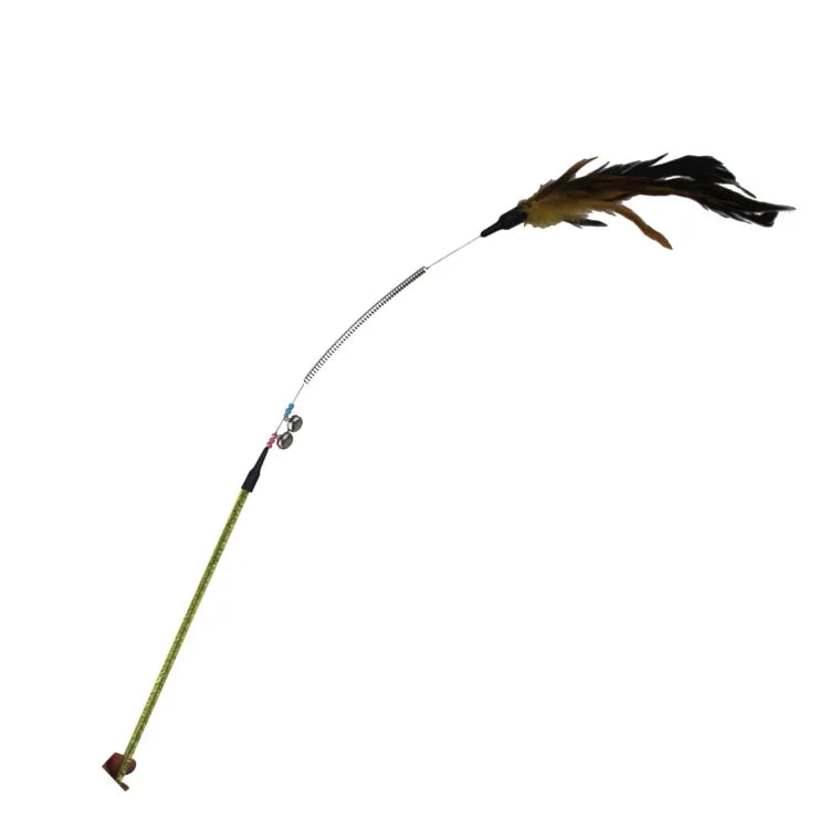 Cat Toy Cat Teaser Sticks Colored Pole Teasing Cat Stick Spring Feather Bell Feather Cat Toy Cat Supplies Self-hi Interaction