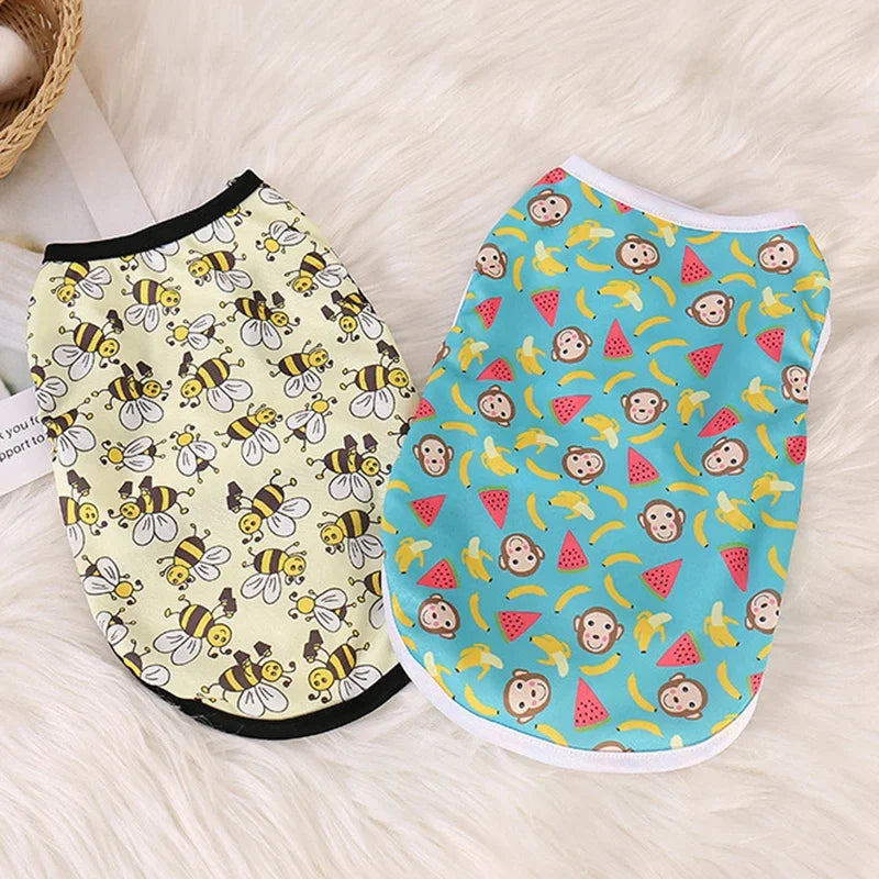 Summer Sphynx Cat Clothes Cute Print Pet Vest Shirt for Cats Gotas Kitten Kedi Shirts mascotas Dog Clothing ropa para gato
