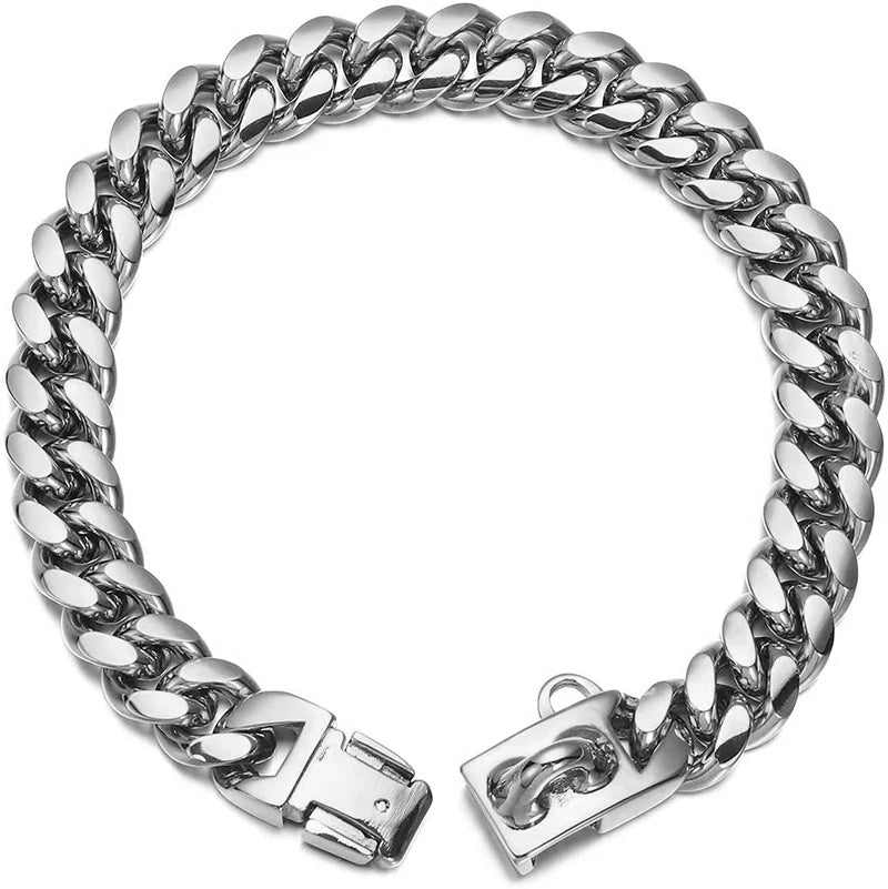 Stainless Steel 18K Gold Dog Collar, Wide Pet Choker, Metal Dog Necklace, Pet Supplies, Accessories for Dogs, 14mm