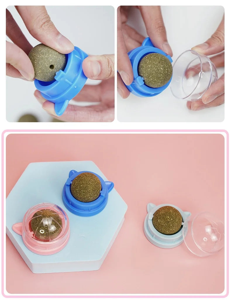 Rotating Cat Mint Ball New Cat's ears (Steamed cat-ear shaped bread) Pet Molar Toy Interactive Lickle Pet Products