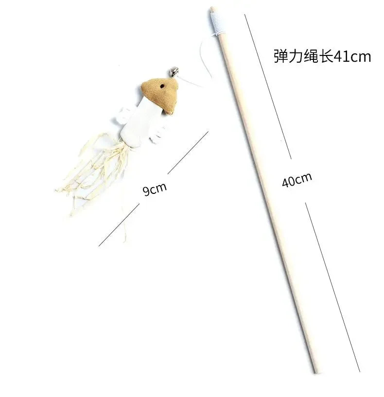 1PC Teaser Feather Toys Kitten Funny Colorful Rod Cat Wand Toys Wood Pet Cat Toys Interactive Stick Pet Cat Supplies