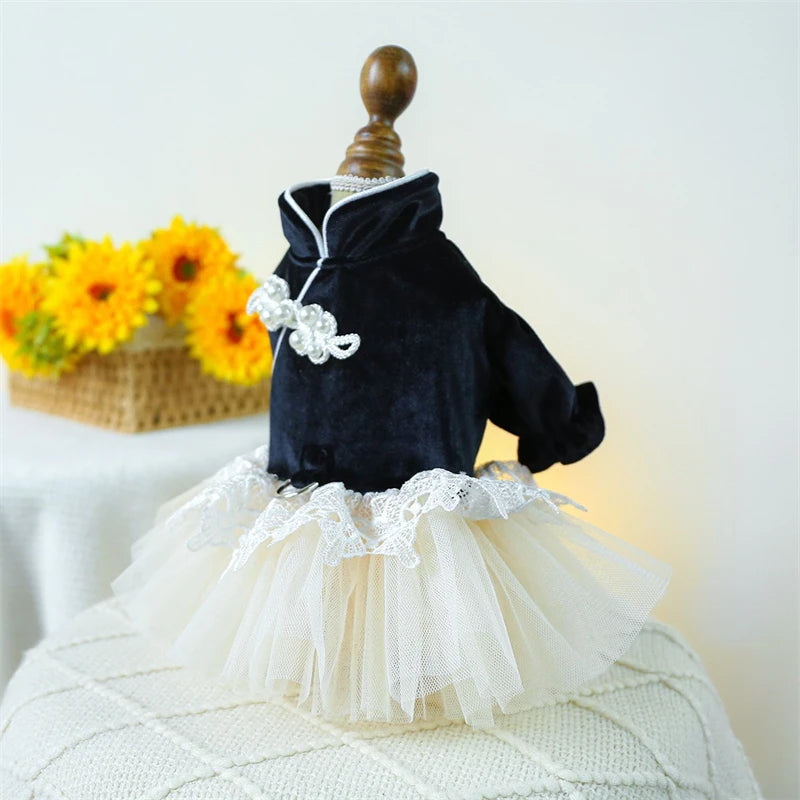 Sweet Princess Female Puppy Summer Clothes Wedding Party Dress for Dogs White Lace French Bulldog Small Medium Pet Cat Clothing