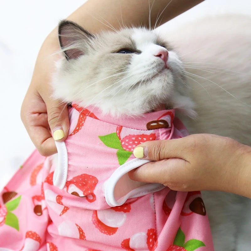 Cute Cartoon Print Overalls for Small Medium Dogs After Sterilization Dressing Surgery Pet Cat Outfit Soft Cotton Puppy T Shirts