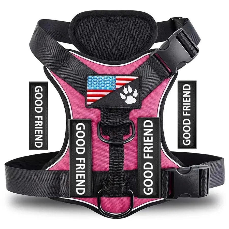 Service Dog Harness, Reflective Dog Vest Harness With 5PCS Patches, Adjustable Soft Oxford Pet Harness, Inner Layer Mesh, Easy T