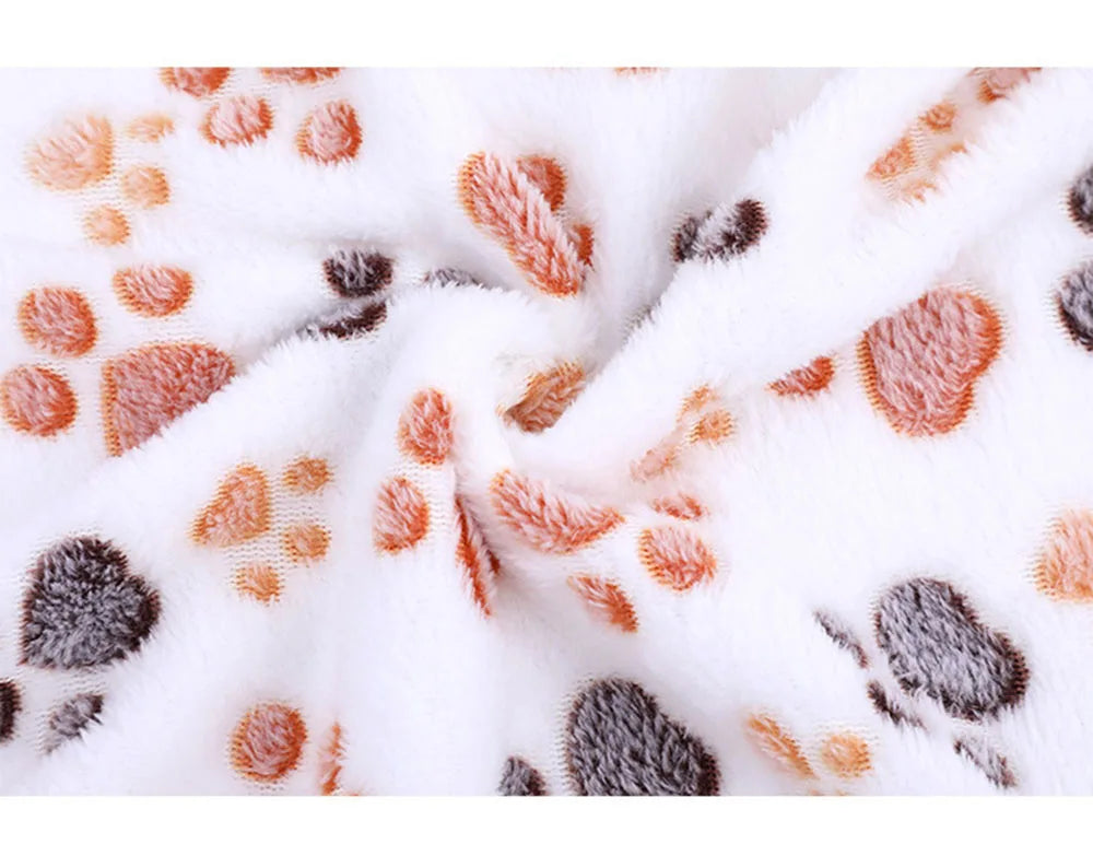 Pet Blanket Dog Puppy Blanket Paw Print Fleece Blanket for Small Medium Large Pet Dog Cat Warm Soft Sleep Mat Doggy Bed Blanket