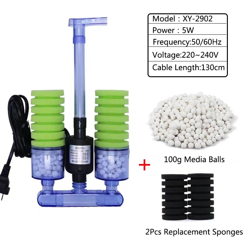 Aquarium Filter With Pump For Fish Tank Air Pump Skimmer Biochemical Sponge Filter Aquarium Bio Ball Filters Filtro Aquario