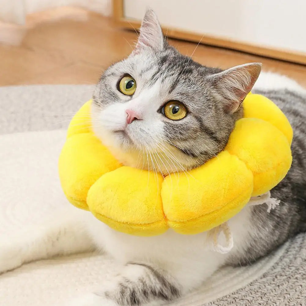 3 Sizes Adjustable Sunflower Elizabeth For Pet Cat Anti-bite Recovery Collar For Dog Cat Sterilization Anti Lick Head K1F9